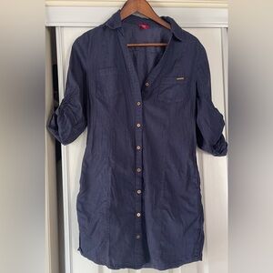 Guess Navy Casual Button Shirt Dress